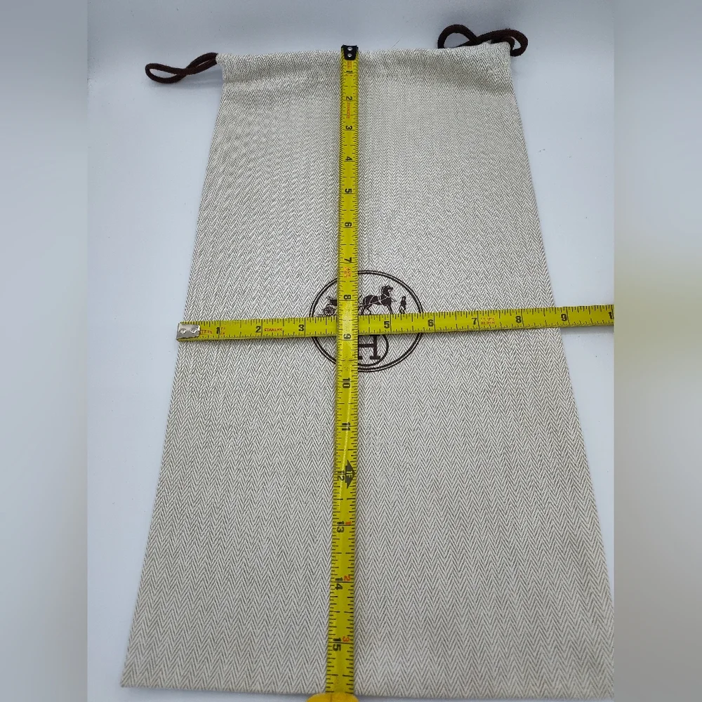 Authentic Hermès Herringbone Drawstring Dust Bag Shoe Bag Storage 17x10 - Picture 4 of 4